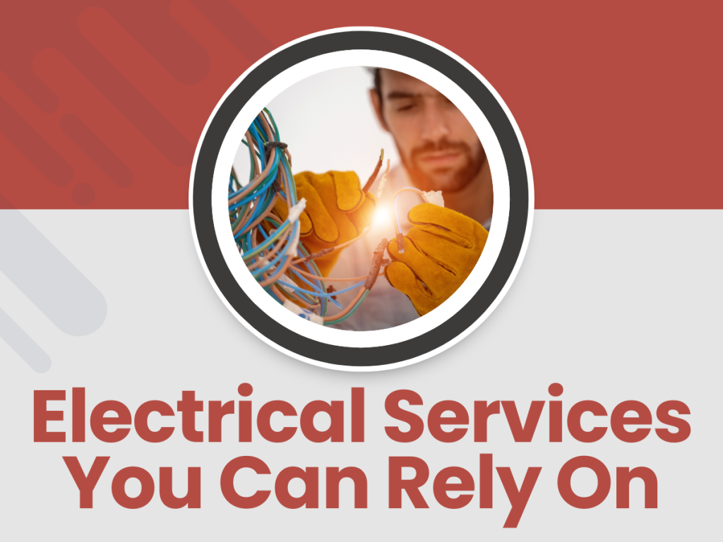 Electrician working with wires, promotional text.